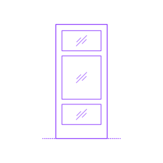 Buildings Interior Doors Lite Interior Door Horizontal 3 Panels Mix Line Art Illustration Svg, Free Vectors File